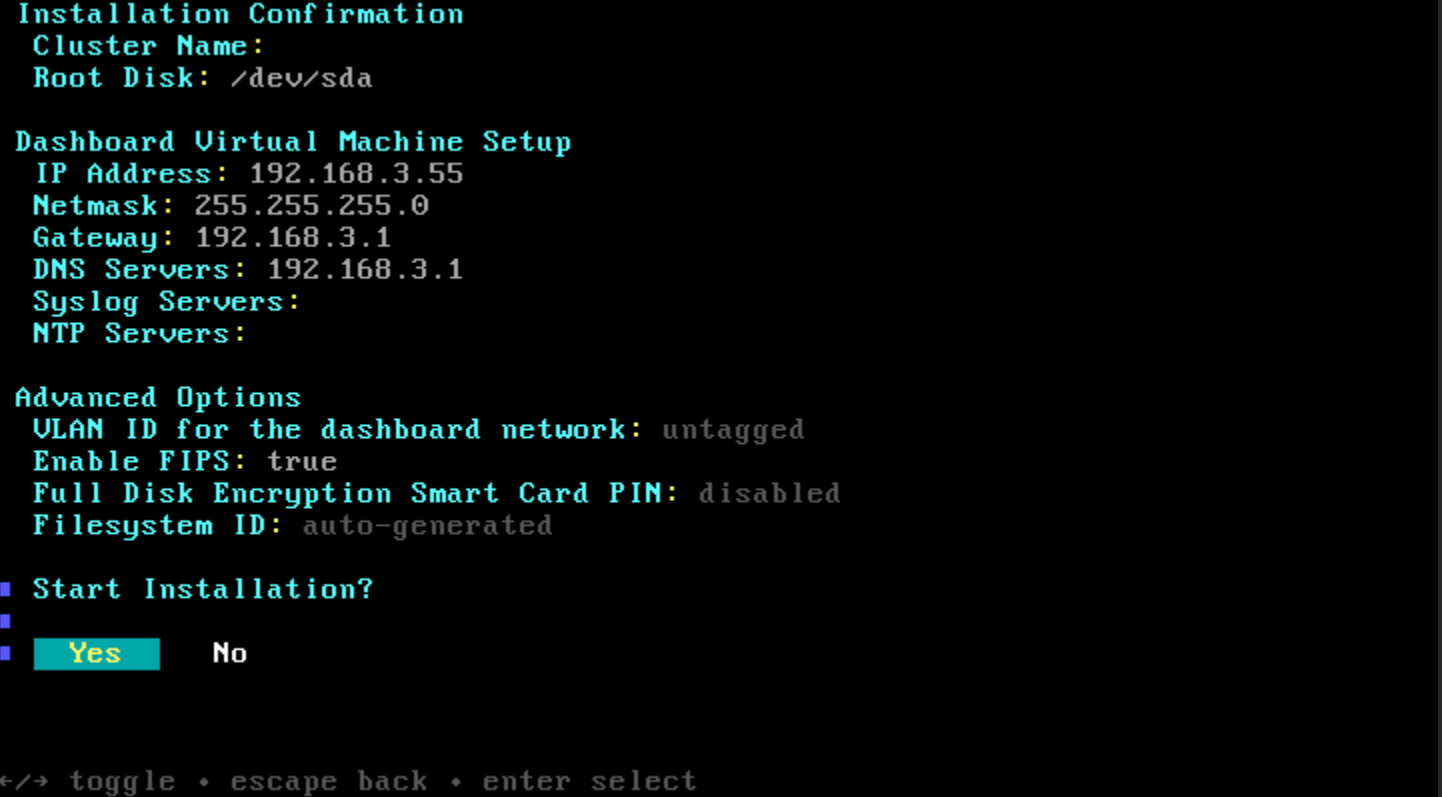 Cluster Info Confirm